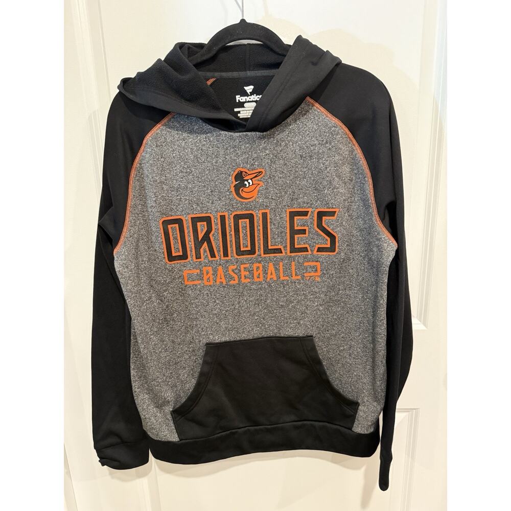 MLB Baltimore Orioles Men's Long Sleeve Hooded Sweatshirt Black Gray Sz Medium